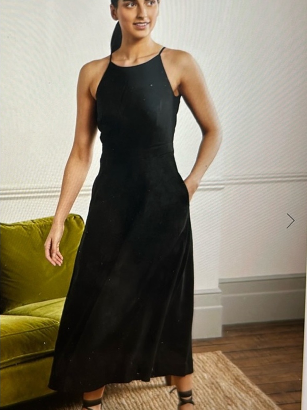 Boden Black Halter Midi Dress